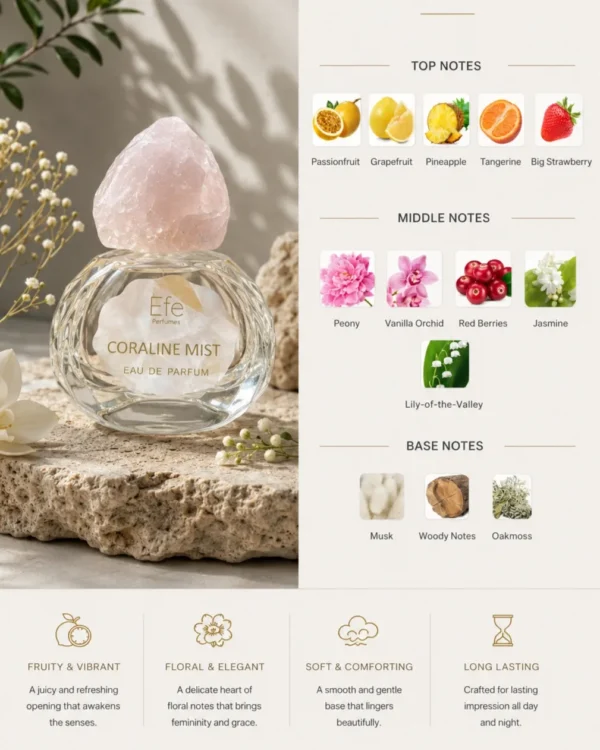 Coraline Mist by Efe Perfumes – Fruity Floral Musk Eau De Parfum from the Drift Collection